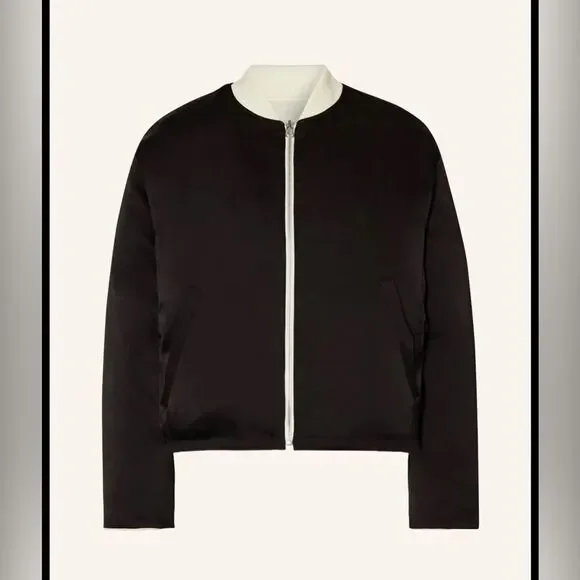 Maje beladone reversible bomber Jacket black/cream NWT SIZE 40- us 8 - Picture 8 of 12